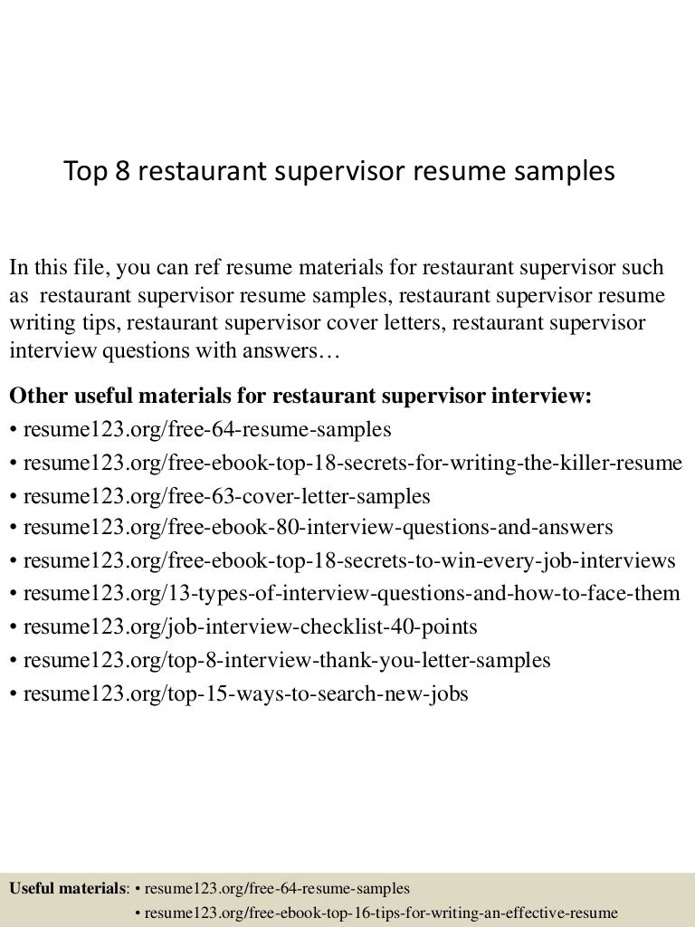 sample resume for food server